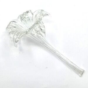 Vintage Hand Blown Glass Single Stem Lily Flower Clear Glass Bud Vase 7.5 Inch